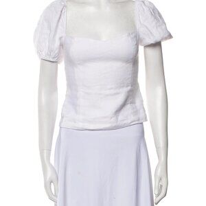 Reformation White Square Neck Linen Top XS